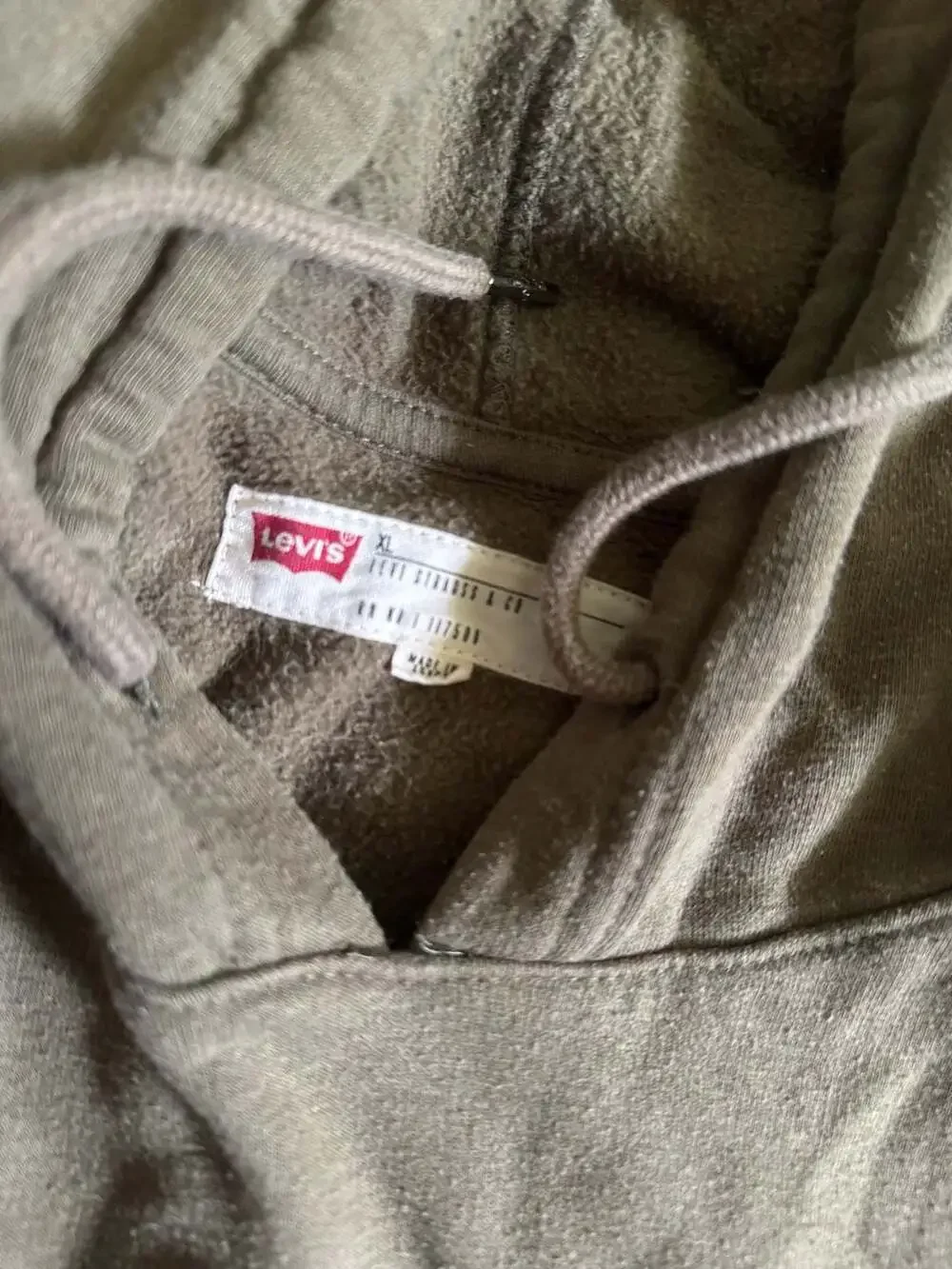 Levi's Logo Hoodie Size XL Olive Green Pullover Sweatshirt